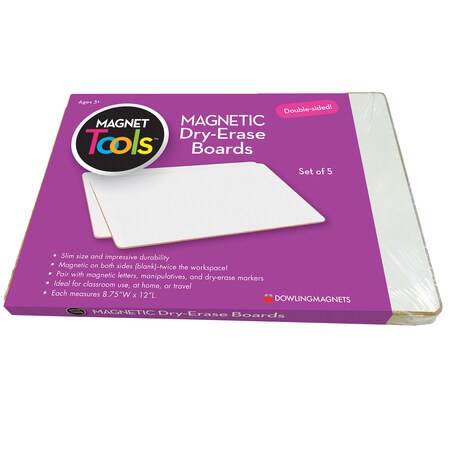 Dowling Magnets Magnetic Dry Erase Boards, Double-Sided Blank/Blank, PK5 735207